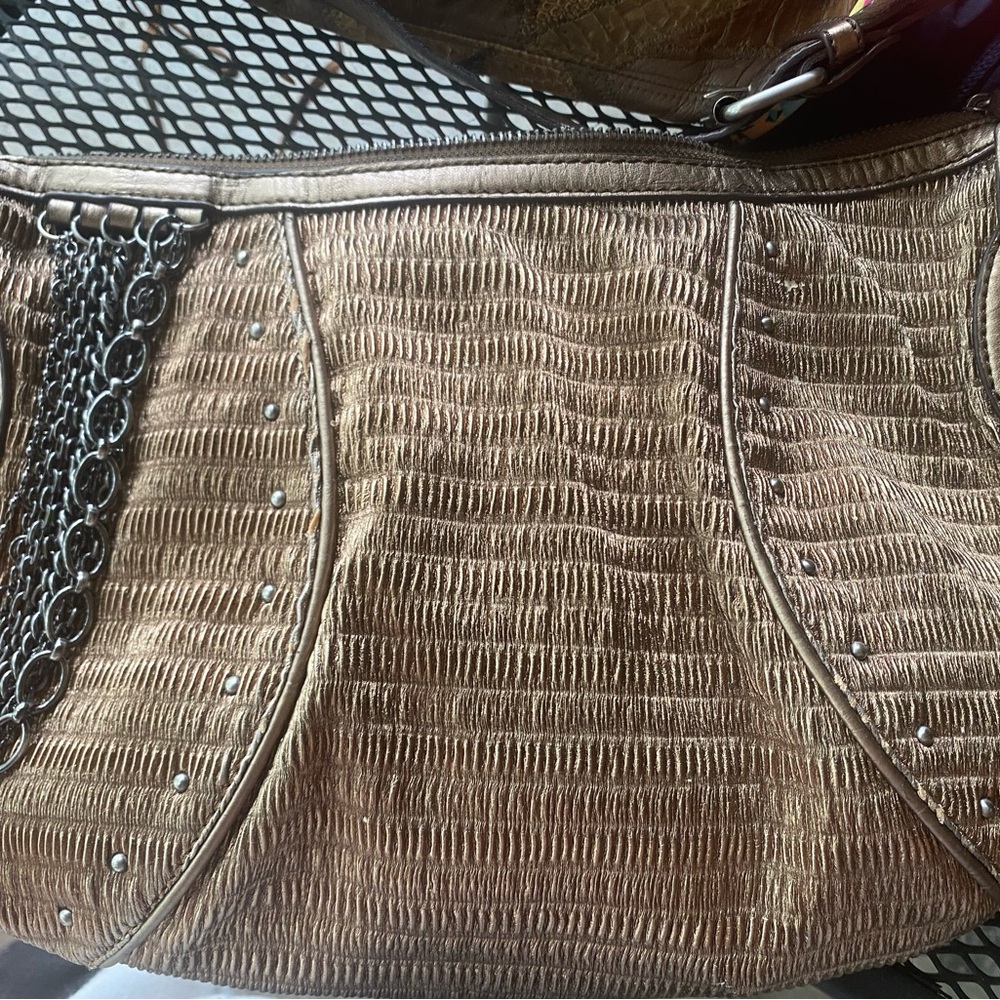 Chic Brown Women's Shoulder Bag with Chain Accent